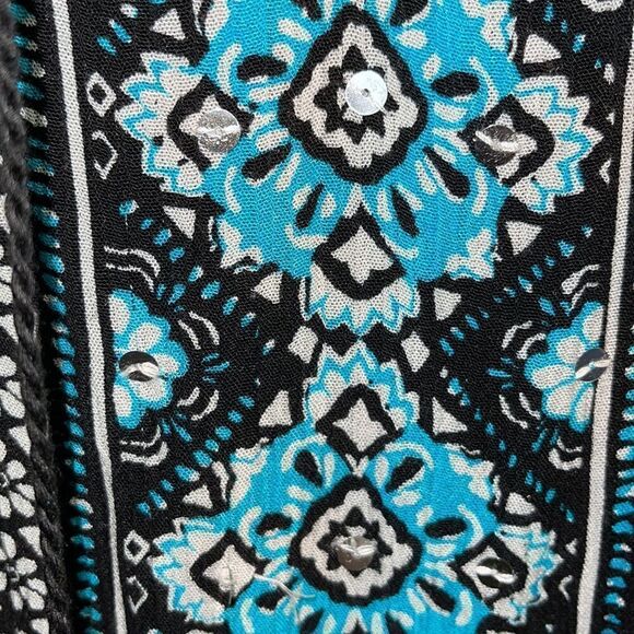Justice Girl’s Beaded Embroidered Geometric Print Tassel Peasant Dress Size 14 - Picture 9 of 15